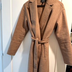 Express size XS woman camel wrap coat